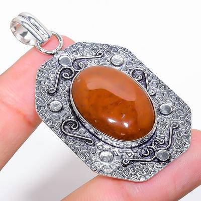 Hematoid Handmade Gemstone 925 Sterling Silver Jewelry Pendant 2.29" E7T12