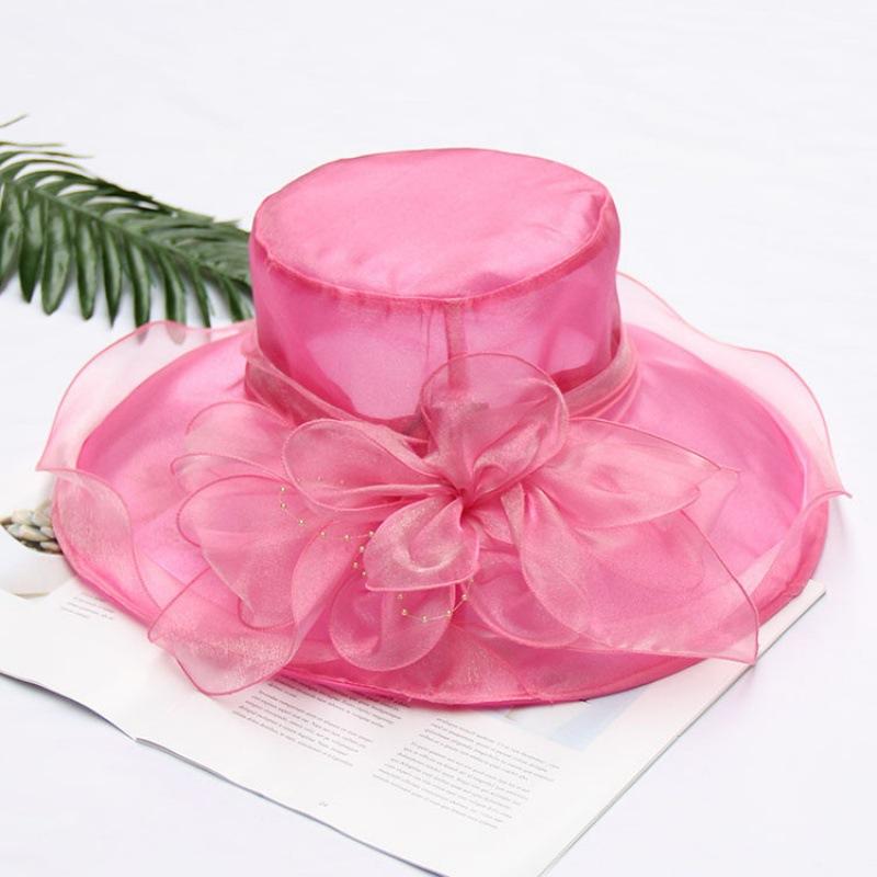 Summer Korean Version of Flower Mesh Sun Hat Beach Sun Hat Women's Organza Top Hat