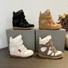Women's HighWedge Sneakers Inner Height Increasing Patchwork Casual Board Shoes Fall Daily Ankle Boots