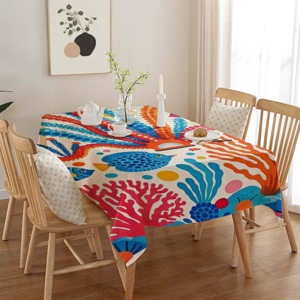 Ocean Series Polyester Tablecloth: European Style Dining & Festival Decor for Home and Hotel.