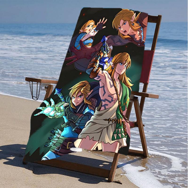 1pc Game Zelda Beach Towel, Beach and Seaside Swimming Pool Equipment, Fashion Pattern, Rectangular, Travel Essentials