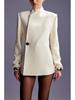 Womens Autumnwinter 2024 Casual Satin Onebutton Blazer European American Style