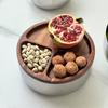 Stainless Steel Divided Dried Fruit Plate with Wooden Lid