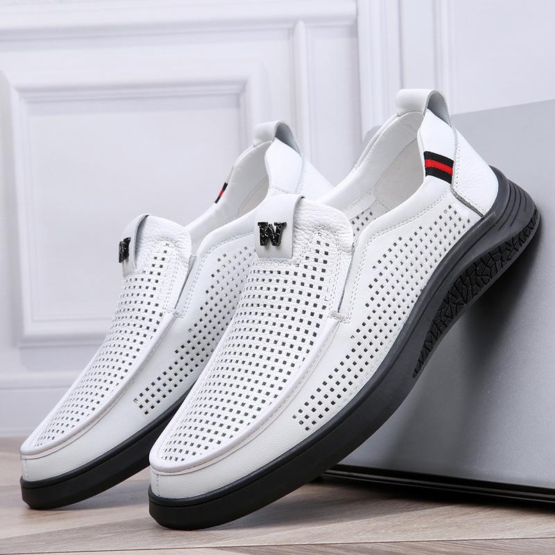 

Dad shoes new 2025 popular men s summer breathable soft leather soft sole soft leather white high-end genuine casual shoes 44