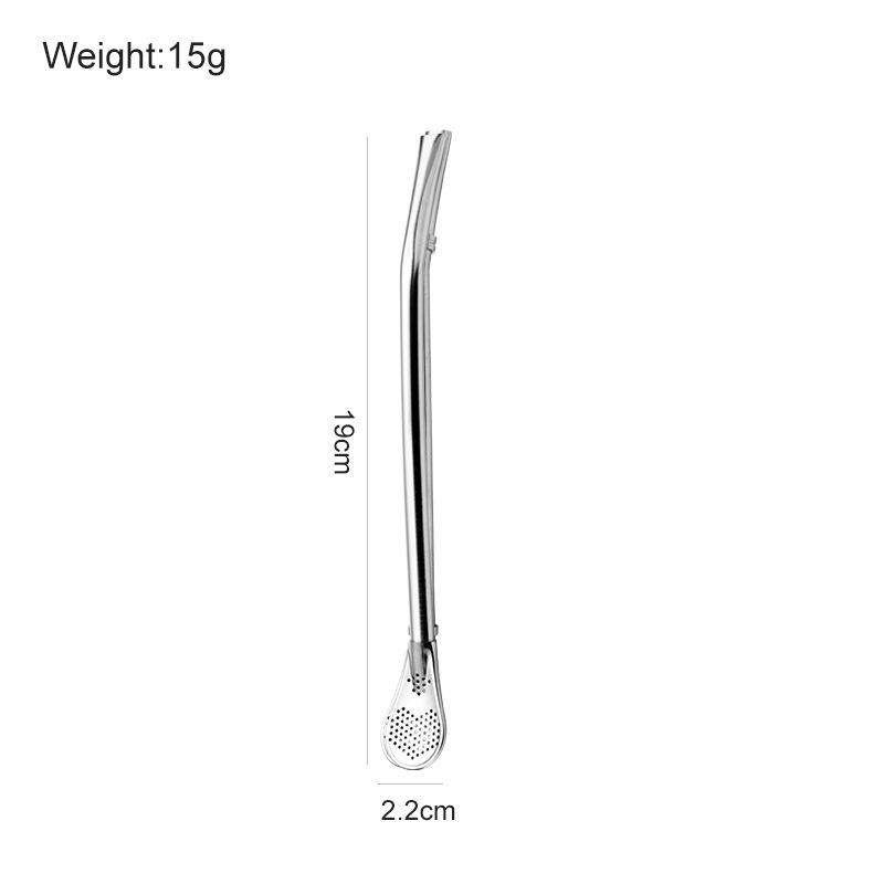 

Stainless Steel Straw Spoon with Filter Yerba Mate Bombilla Long Handle Tea Spoon Detachable Strainer Stirring Straws Tea Filter