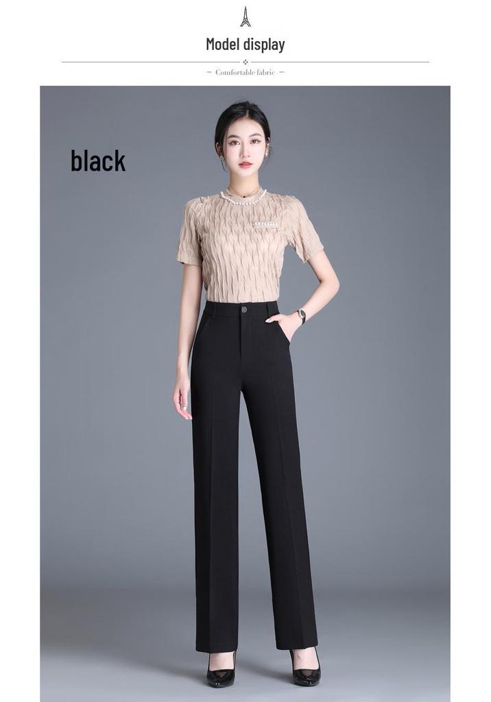2025 Spring/Summer Women's High-Waist Cigarette Pants: Versatile Fashionable Straight-Leg Suit Trousers
