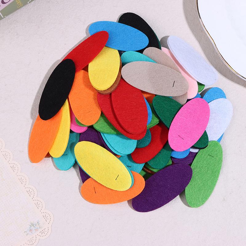 100Pcs Oval Felt Fabric Patches Non-Woven Sewing Base Pads For Diy Plush Hairpin Bb Hair Clips Making Accessories