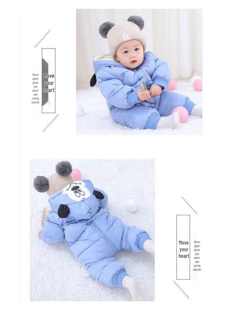 Baby Winter Kap met Cartoon en Dons Katoen Eendelig Rompertje