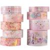 YUBBAEX Masking Tape Mysterious Foil Super Cute Perfect for Gift DIY and Notebook Decoration 9-Volume - Space, Wide, Silver/Gold Stamped, Style, Thin,