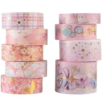 YUBBAEX Masking Tape Mysterious Foil Super Cute Perfect for Gift DIY and Notebook Decoration 9-Volume - Space, Wide, Silver/Gold Stamped, Style, Thin,