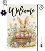 Baccessor Easter Bunny House Ag 12.5x18 Inch Double Sided Outside,Easter Eggs Basket Spring Tulip Owers Welcome Ag Yar EEZ