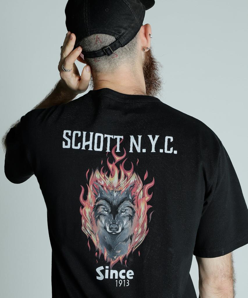 Schott FIREWOLF T-SHIRT, Men's Size M, 010, Black, 782-5134020