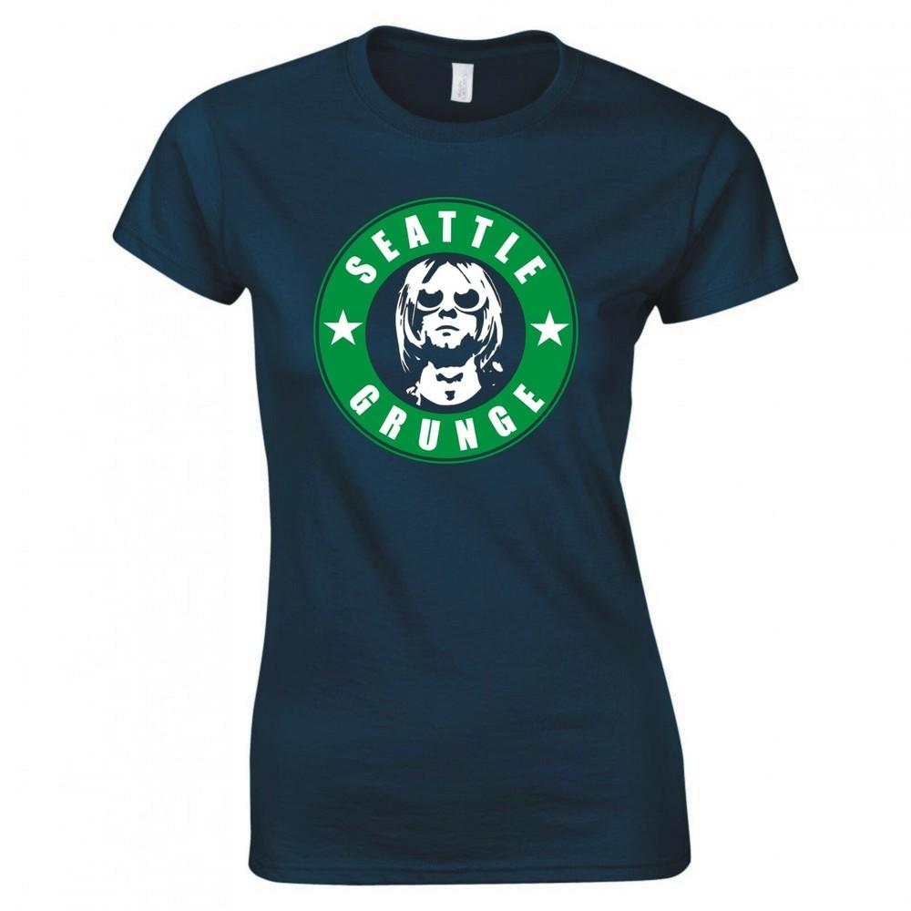 Kurt Cobain Seattle Grunge Ladies Skinny Fit Tshirt S