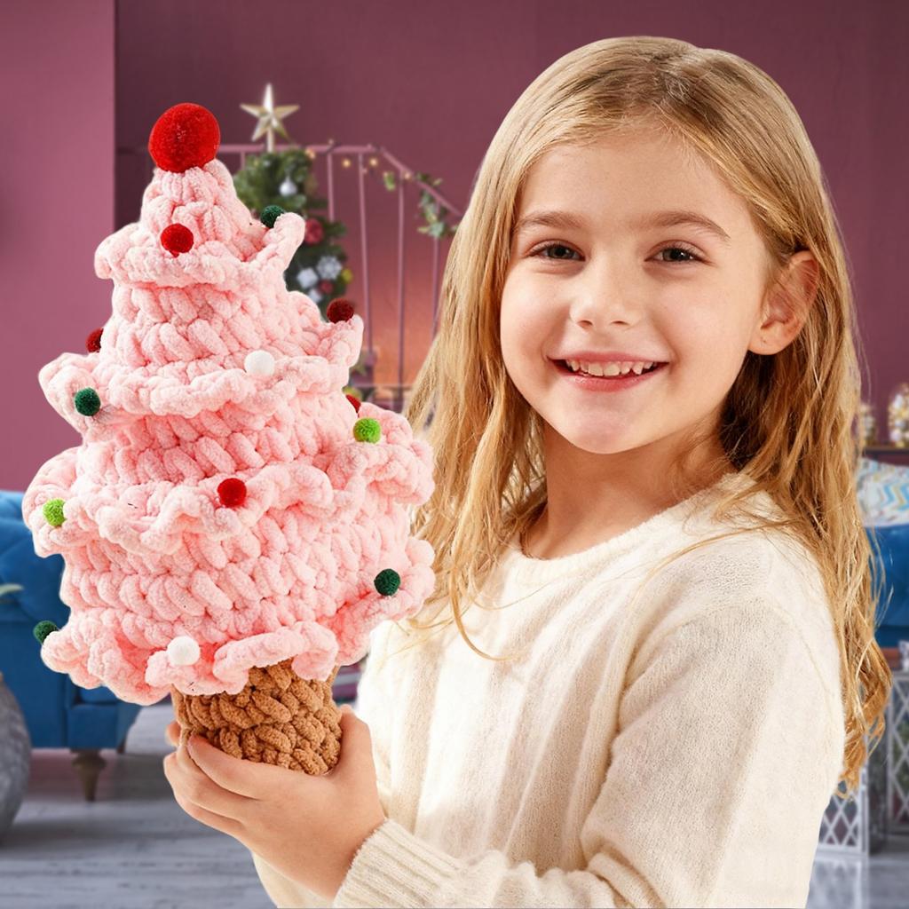 Handmade Knitted Christmas Tree Ornament – Creative Holiday Yarn Decoration For Home, Table, And Gift Display