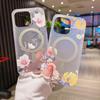 Glossy Skin Multiple Flower Pattern Magsafe Phone Case For Iphone 14 12 11 13 Pro Max 14 Plus Matte Half Clear Shockproof Cover