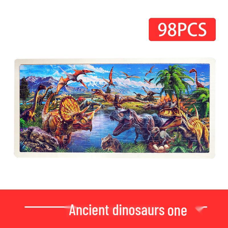 Wooden Animal Cartoon Jigsaw Puzzle Board - 30, 60, 98, 120-piece Toy for Early Childhood Education