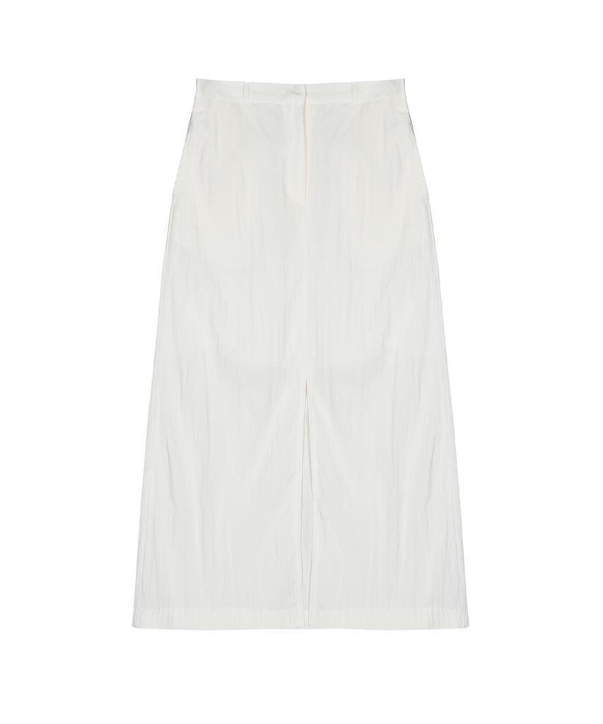 Nigaennikol Seersucker Slit Long Skirt_Ivory