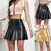 Dámské bodycon PU kožené sukně s vysokým pasem Kancelářské dámské minisukně s volánky s bandáží