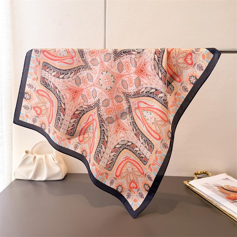 2026 New Imitation Silk Scarves Bandanas Paisley Printed Square Scarf For Women Luxury Hijab Neckerchief Elegant Shawl Wraps