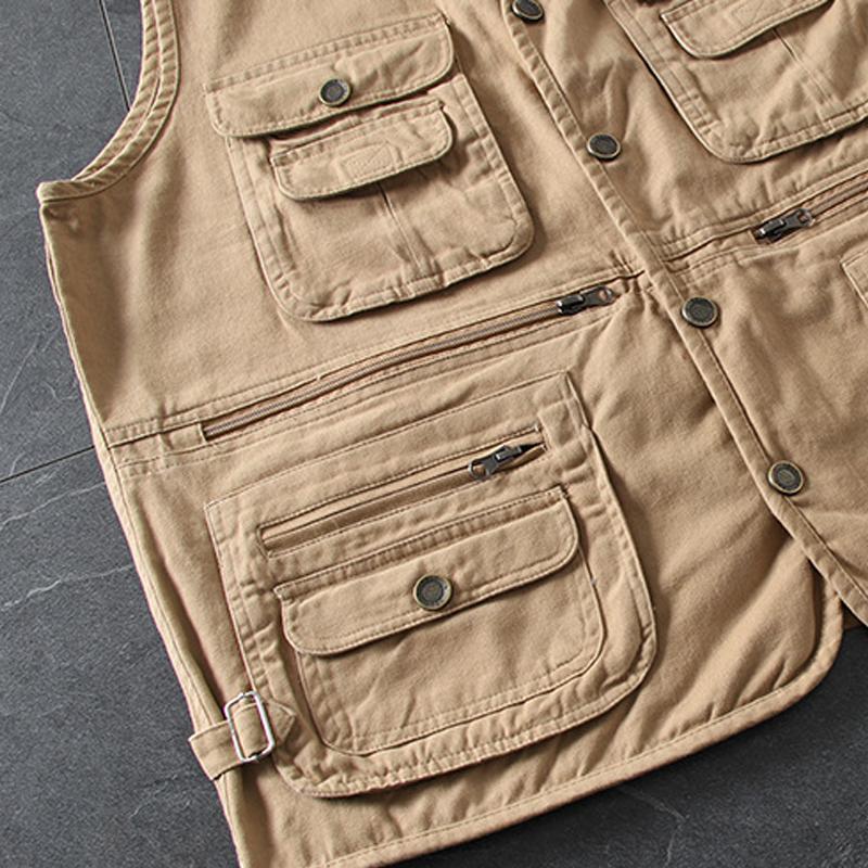 Mens Cargo Outdoor Outerwear Fishing Casual Coat Sleeveless Jacket Sports Hiking Photography Many Pocket Partable Multifunction Coat For Men