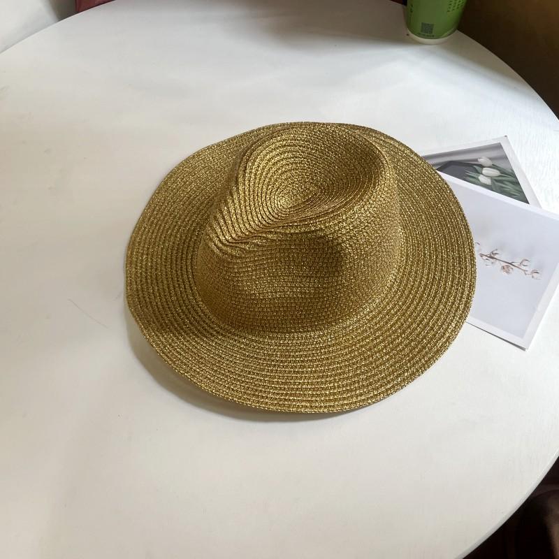 Panama Straw Hat Silver Wire Material Jazz Sun Hat Beach Hat Face Cover Sun Hat Summer Sun Hat Female Summer Hat 56-58cm