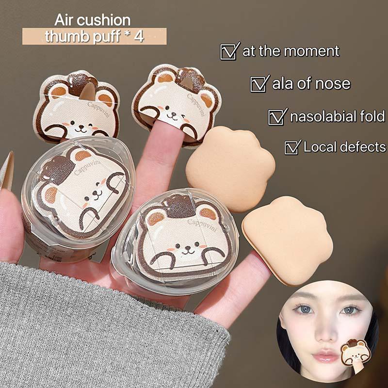 Set di 4 Mini Puff per Trucco per Dita Uso Doppio Asciutto e Bagnato Spugne Morbide per Fondotinta Cushion Applicatore Cosmetico Strumenti per Trucco