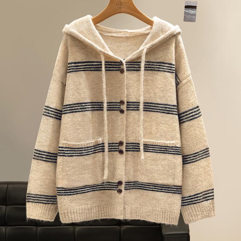 Women's Contrast Stripe Hooded Sweater