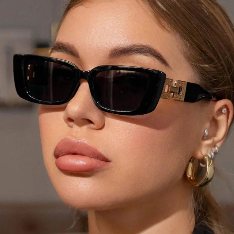 Fashion Women Sunglasses Cat Eye Narrow Frame Chain Legs Sunglasses For Female Vintage Small Square Men Eyewear Outdoor UV400