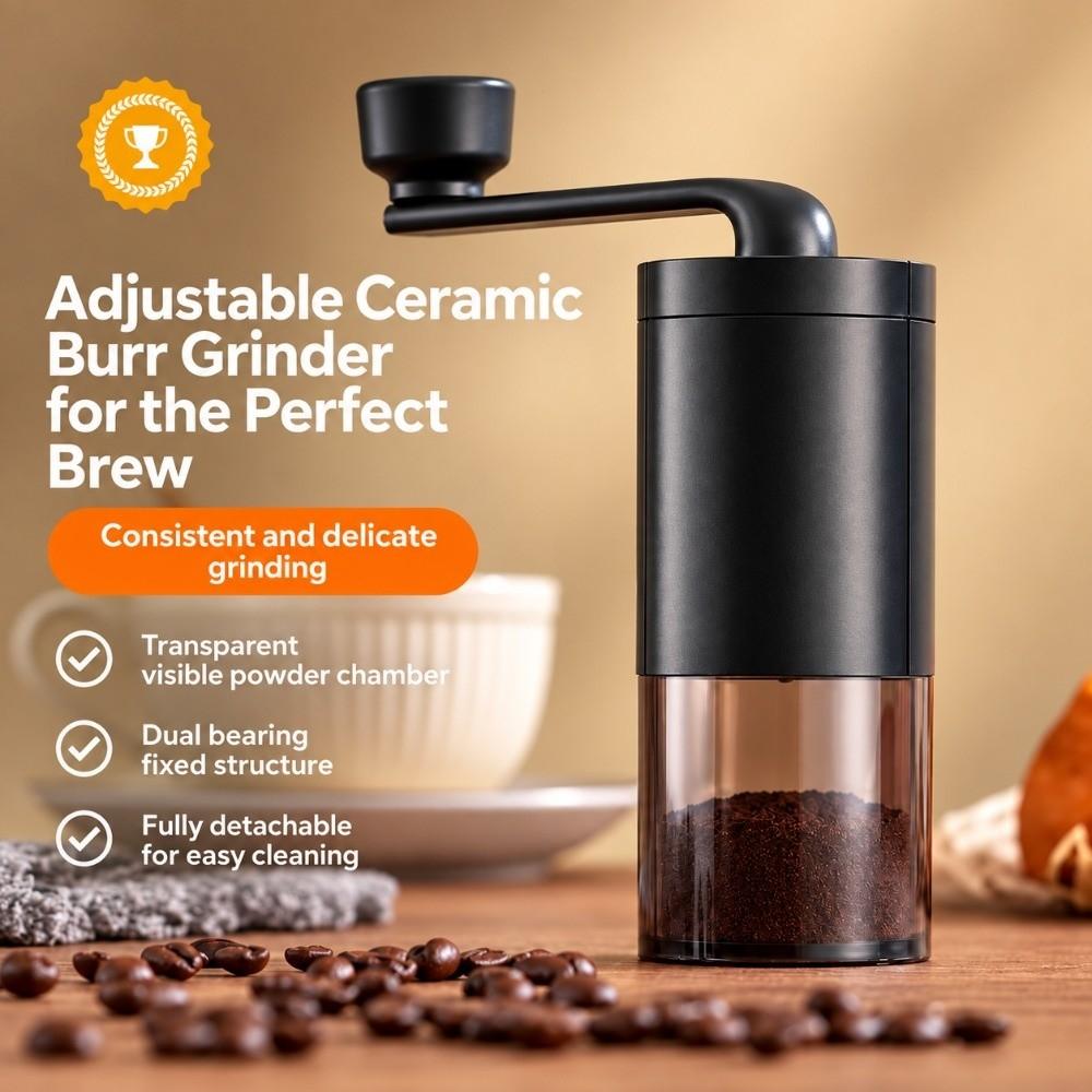 Small Household Coffee Bean Grinder Hand Crank Portable Adjustable Grinder  Office