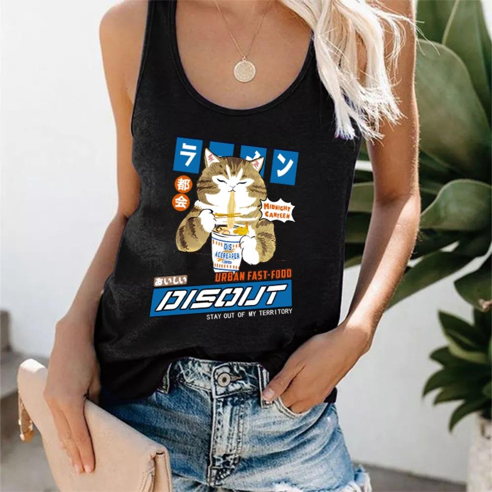 Sweet Girls Tank Top Funny Cat T Shirt Women Vest Women Shirt Ulzzang T-shirt 90s Tshirt Top Tee Female Shirt