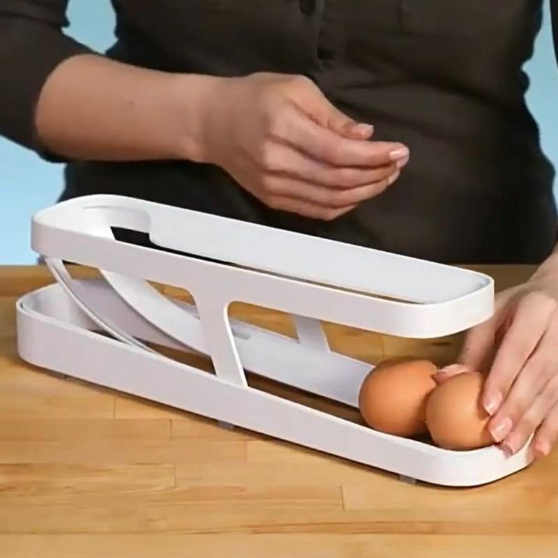 Automatic Scrolling Egg Rack Holder Storage Box Egg Container Organizer Rolldown Refrigerator Egg Dispenser Kitchen Supplies New