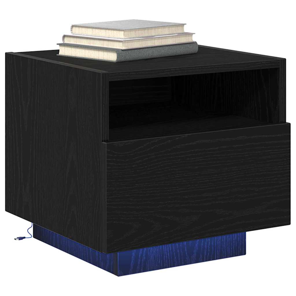Nightstand Black Oak Look 40 x 39 x 37 cm Engineered Wood