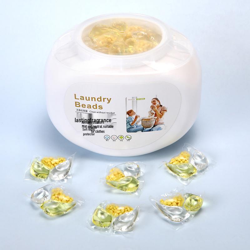 Five-in-One Laundry Pods: Long-Lasting Scent, Stain Removal, Softening, and Concentrated Detergent Beads.