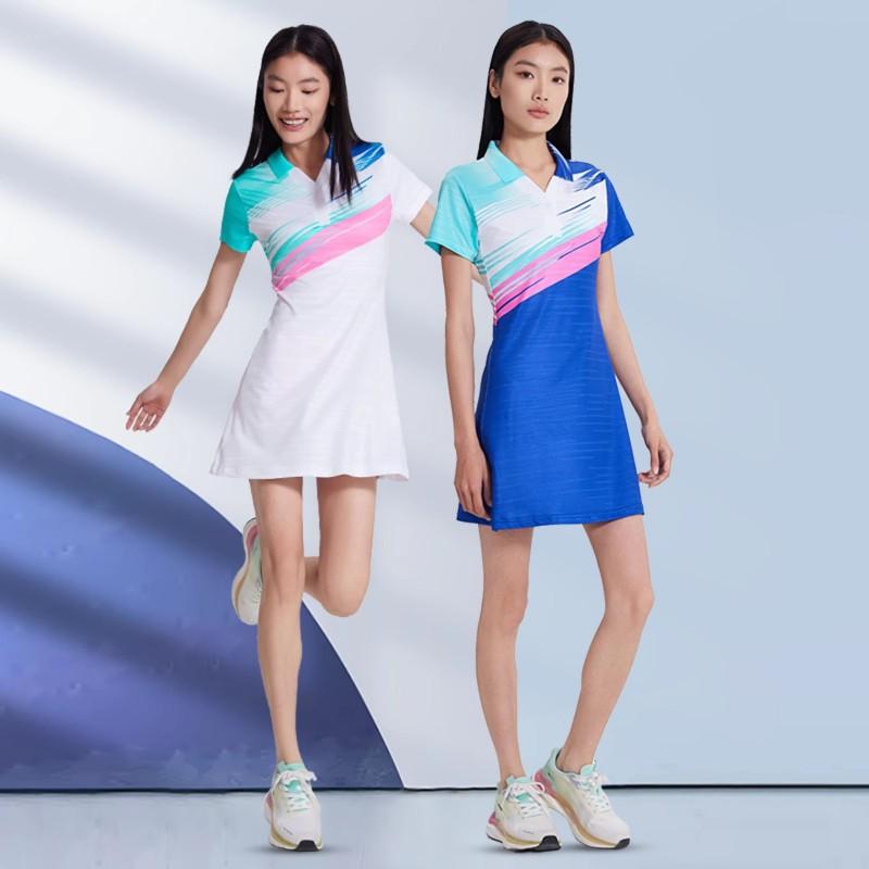 Womens Quick-Dry Tennis Dress Set Short Sleeve Sportswear Badminton Volleyball Training Competition