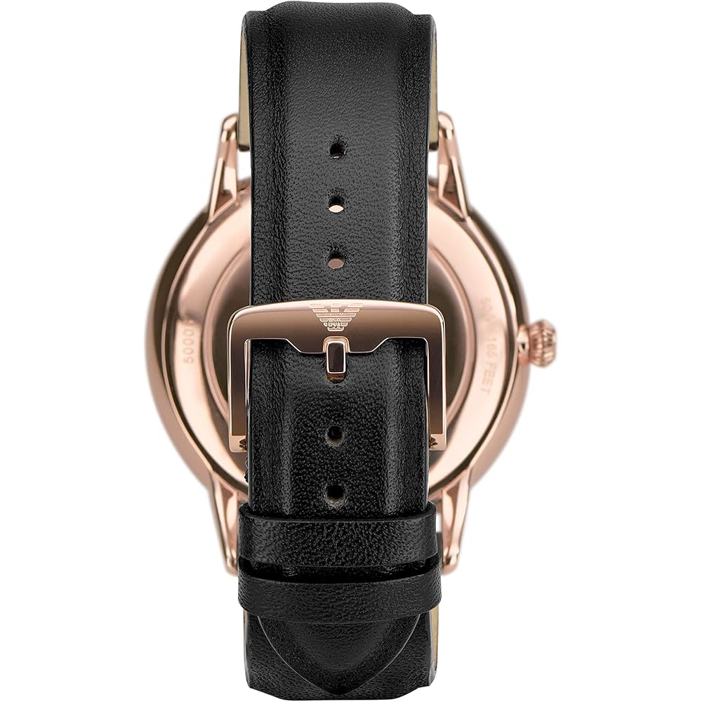 Emporio Armani Swiss Made Drei-Zeiger-Datum Schwarzes Lederarmband Uhr