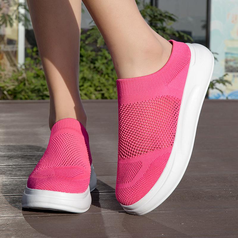 Breathable Mesh Couple Casual Shoes Knitted Lightweight Slippers Slip-on Daily Loafers for Walking Traveling Size 36-45