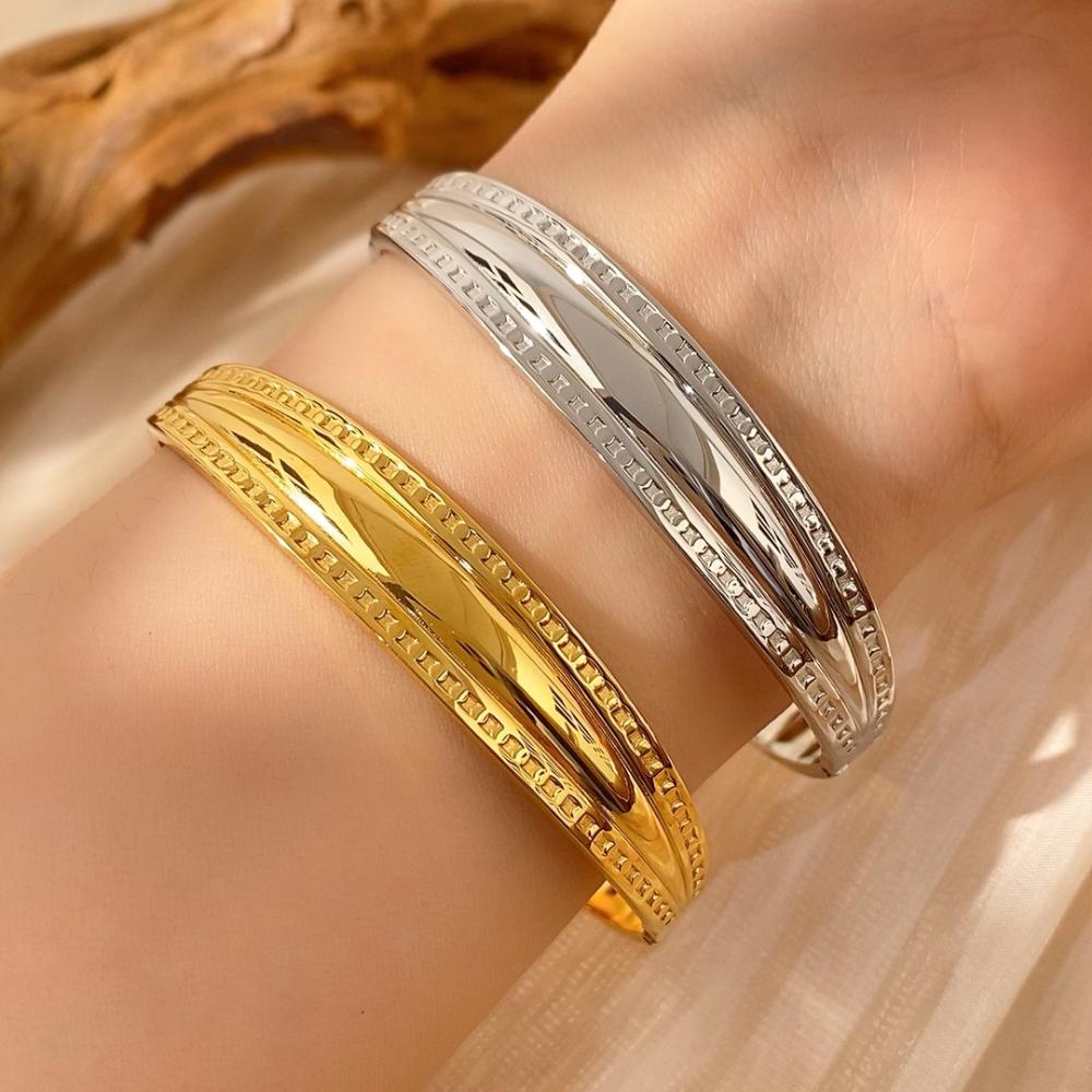 CARLIDANA Tarnish Free Bangles Jewelry Waterproof Geometric Hypoallergenic Stainless Steel Gold Plated Bracelets Jewelry Women