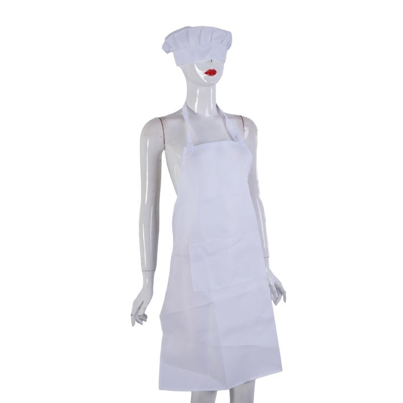 Cotton Apron With Hat, Spill Resistant, Easy to Clean Fabric, Includes Pockets Home Cooking Essential