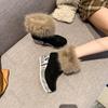 Fashion Furry Ankle Boots for Women Winter Comfortable Sports Leisure Cotton Shoes Wedges Thick Bottom Back Zipper Padded snow Botines