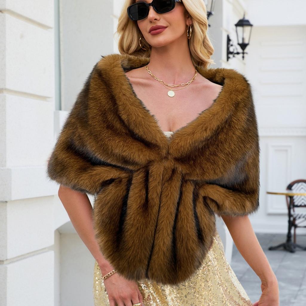 Autumn and winter new imitation fur fox hair big shawl scarf multi-colored scarf bridal dress butterfly