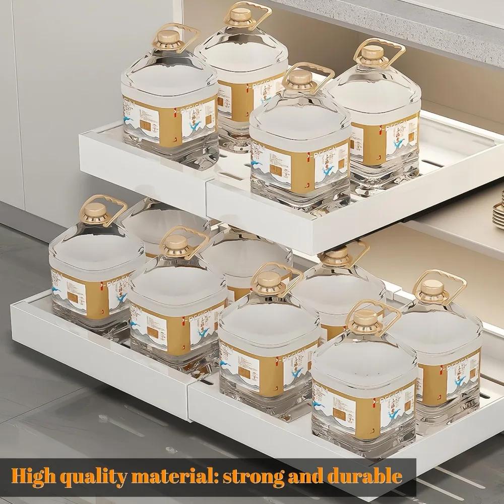 Pull Out Tray Organizer Kitchen Storage Rack Cabinet Expandable Under Sink Spice Boxes Silent Slide Drawer Style Bowl Dish Shelf