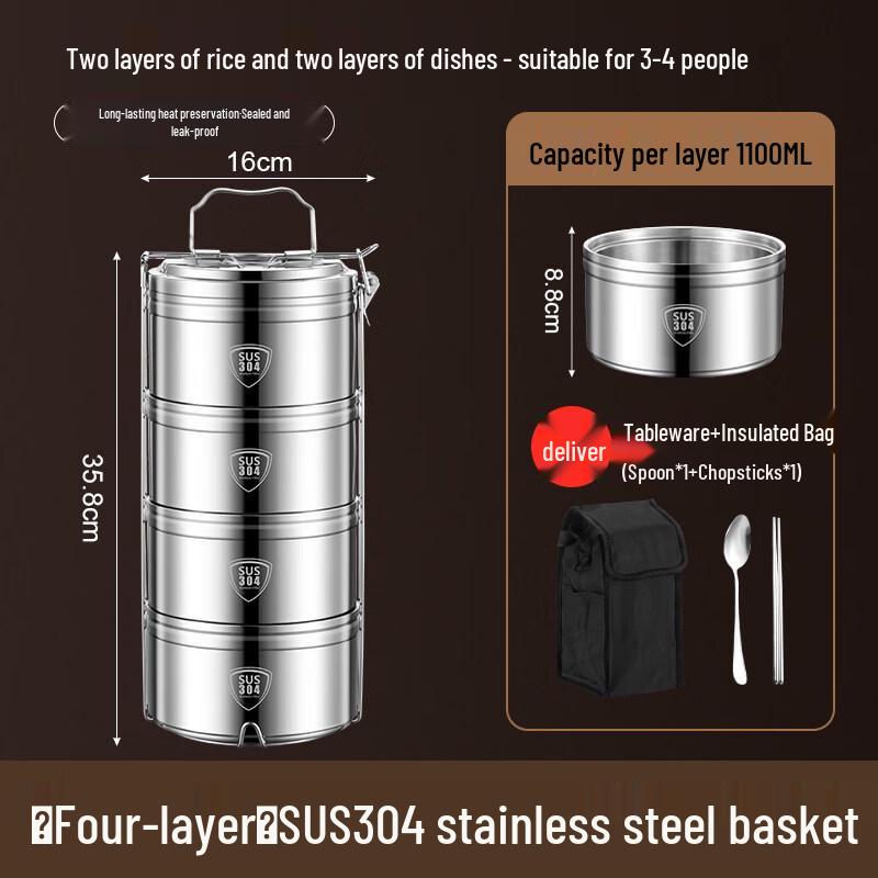 Xihe Stainless Steel Multi-Layer Insulated Lunch Box