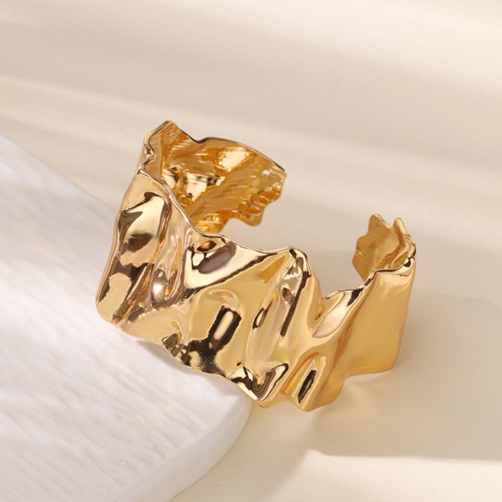 Stainless Steel Leave Bangle Bracelet For Women Simple Vintage Gold Color Geometric Open Cuff Bracelets Fashion Jewelry Gift