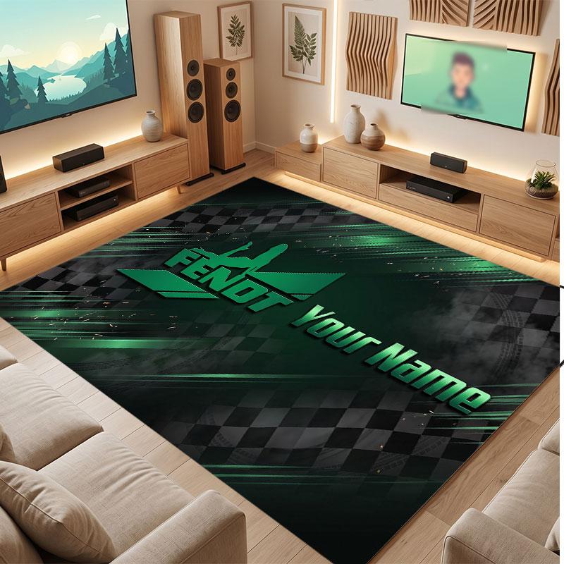 Tappeto in Cristallo Vellutato Personalizzato Fendt, Tappeto Morbido Antiscivolo con Testo Nome Personalizzato per Soggiorno Camera da Letto