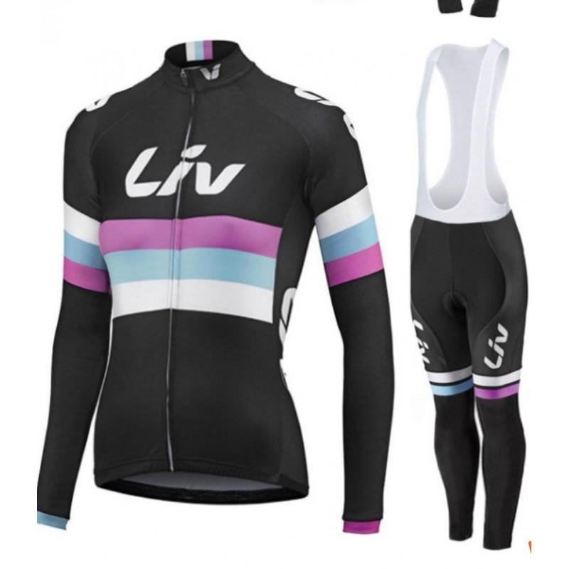 Womens Cycling Jersey Set Long Sleeve Breathable Quick Dry Riding Outfit Striped Design