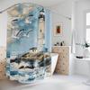 Lighthouse Shower Curtain, Nautical Shower Curtain, Lighthouse on the Beach Shower Curtain for Bathtub
