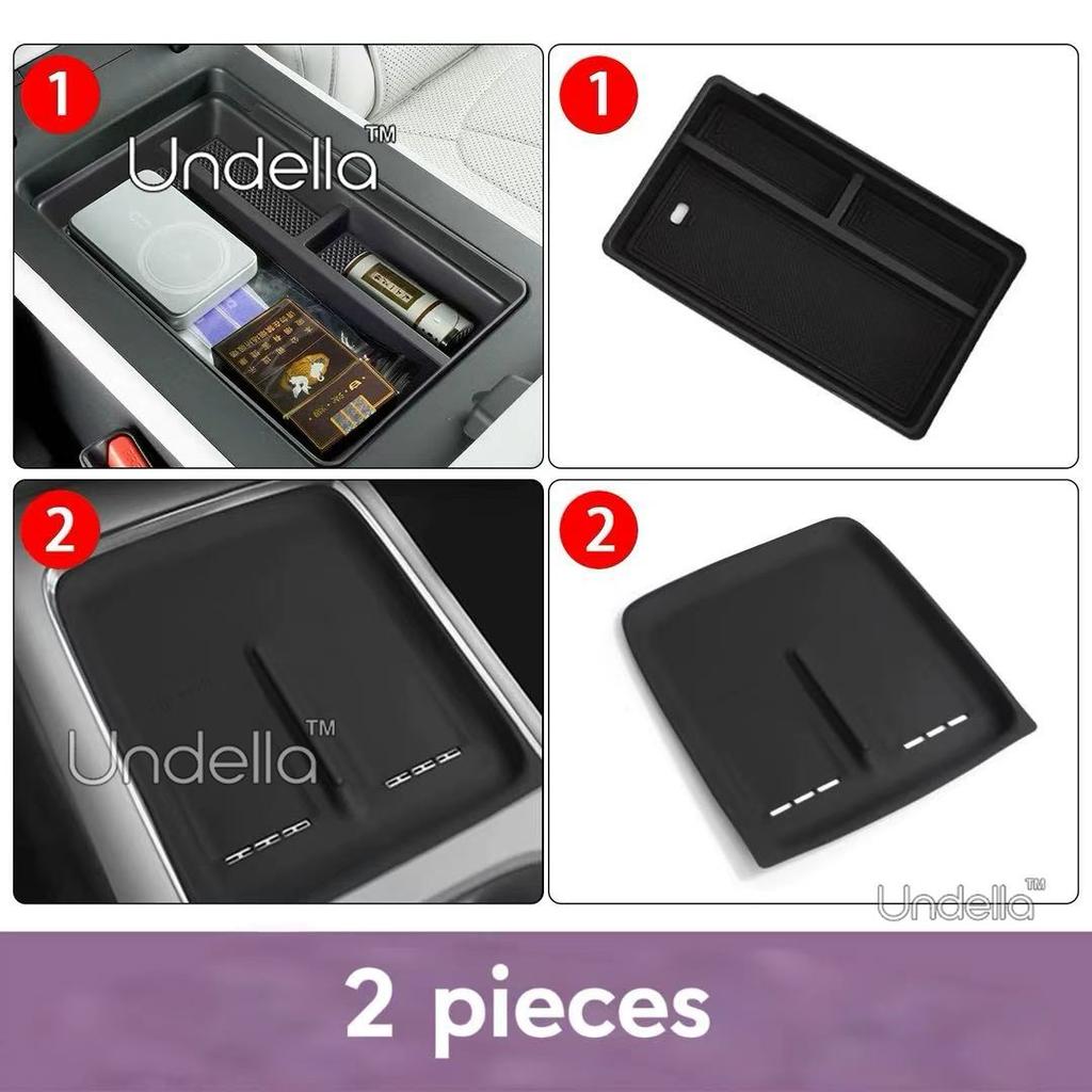 Pour XPENG P7+ P7plus 2026 2027 Boîte de rangement d'accoudoir de voiture Console centrale Console centrale Charge sans fil Coussinet en silicone Accessoires