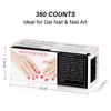 360 pezzi di salviette per unghie in scatola, cuscini, punte in gel assorbenti morbide, detergente per cotone, asciugamano pulito per manicure