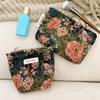 Polyester Leinwand Blume Clutch Tasche Große Kapazität Blumenmuster Kosmetiktasche Tragbar Reißverschluss Make-up Tasche