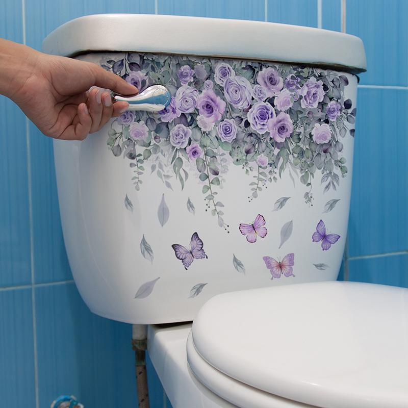 Pflanze Blume Schmetterling Wand Aufkleber Bad Toilette Dekor Wohnzimmer Schrank Hause Dekoration Aufkleber Verschönern Selbstklebende Mura